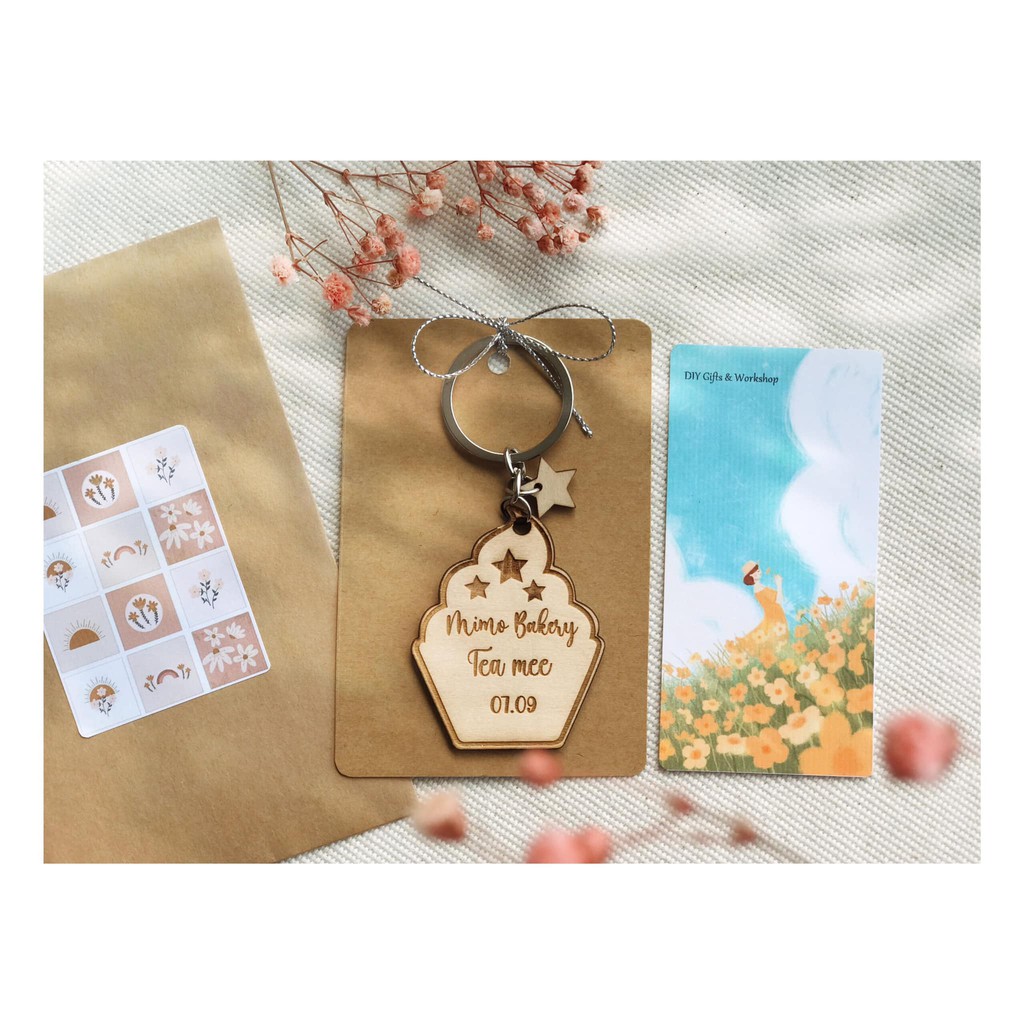 MÓC KHÓA GỖ KHẮC THEO YÊU CẦU DIY GIFTS