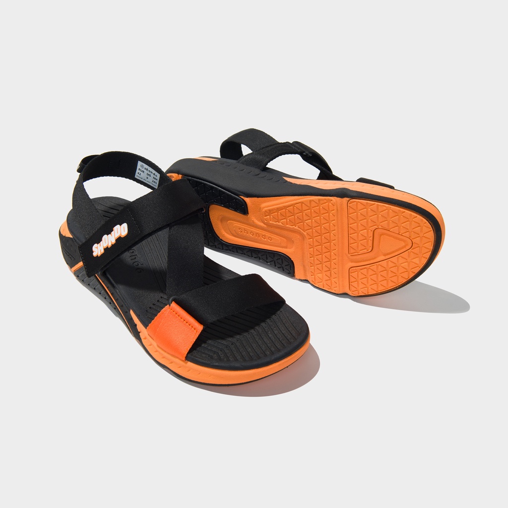 Giày Sandals Nam Nữ  Shondo F7 Racing Đế Đen Phối Cam F7R1080