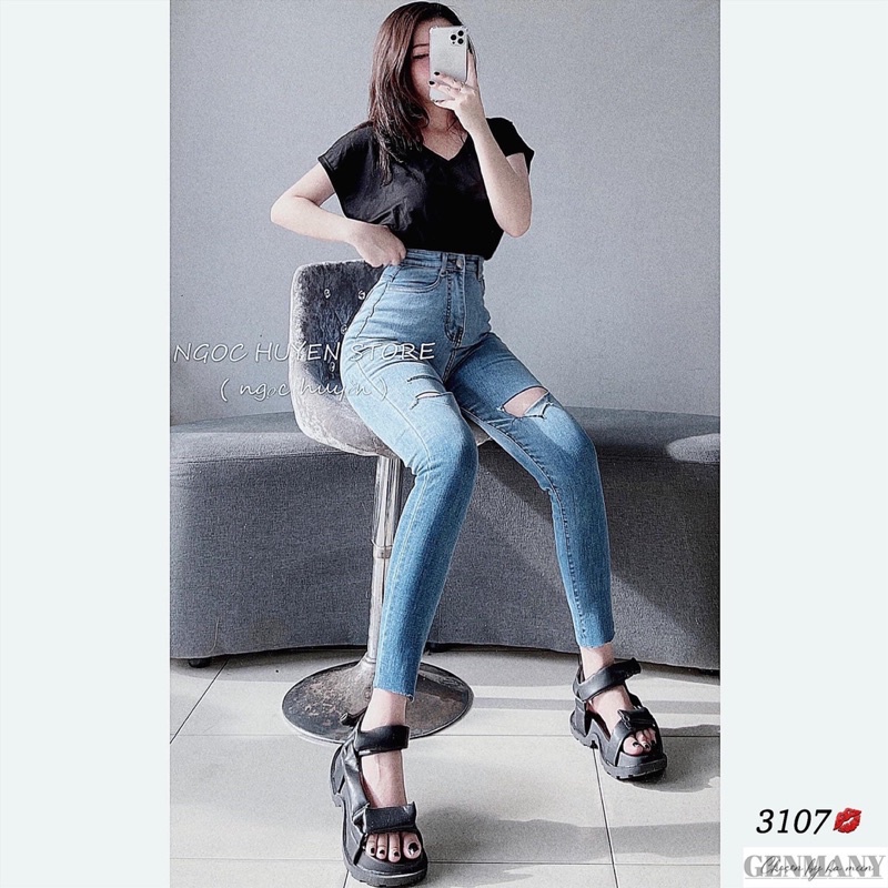 ( Mã 306 ) QUẦN JEANS ÔM LOANG OMBER RÁCH GỐI