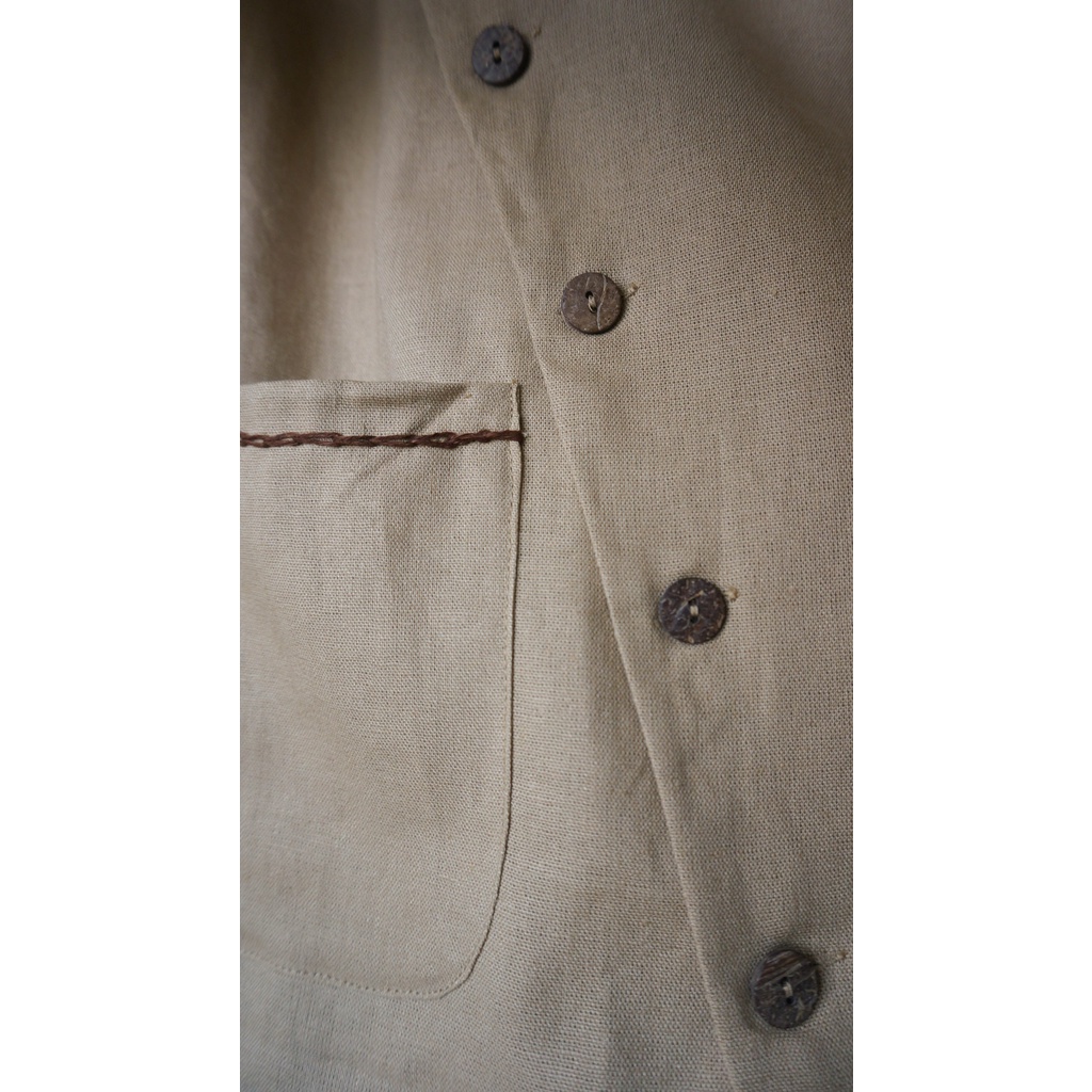 Áo cúc xéo linen