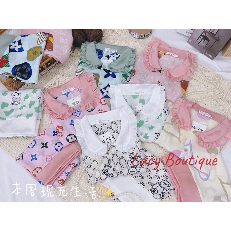 bộ pijama lụa đùi cực xinh xắn cho bé gái - BPLD