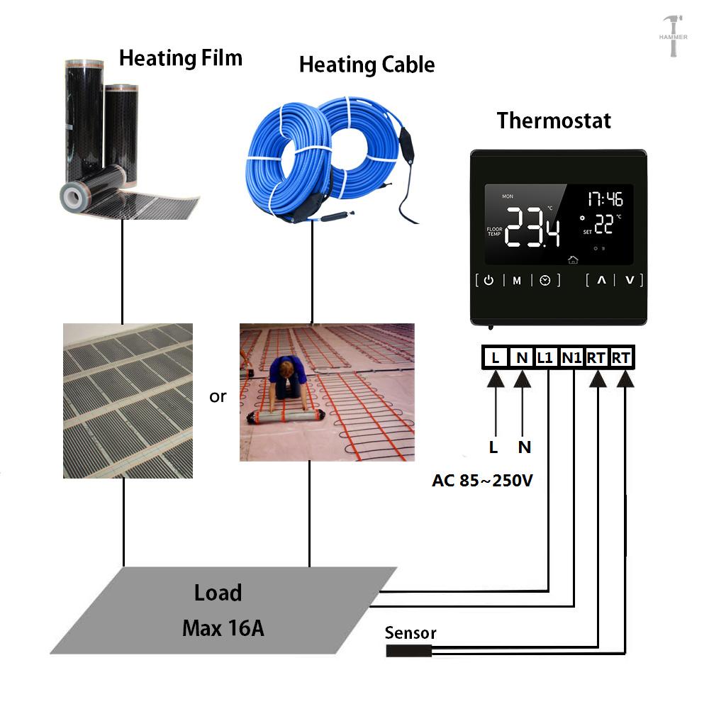 Thông Minh Bộ Điều Khiển Nhiệt Độ Màn Hình Cảm Ứng Lcd Ac 85-250v Cho Hệ Thống Sưởi Ấm Sàn Nhà