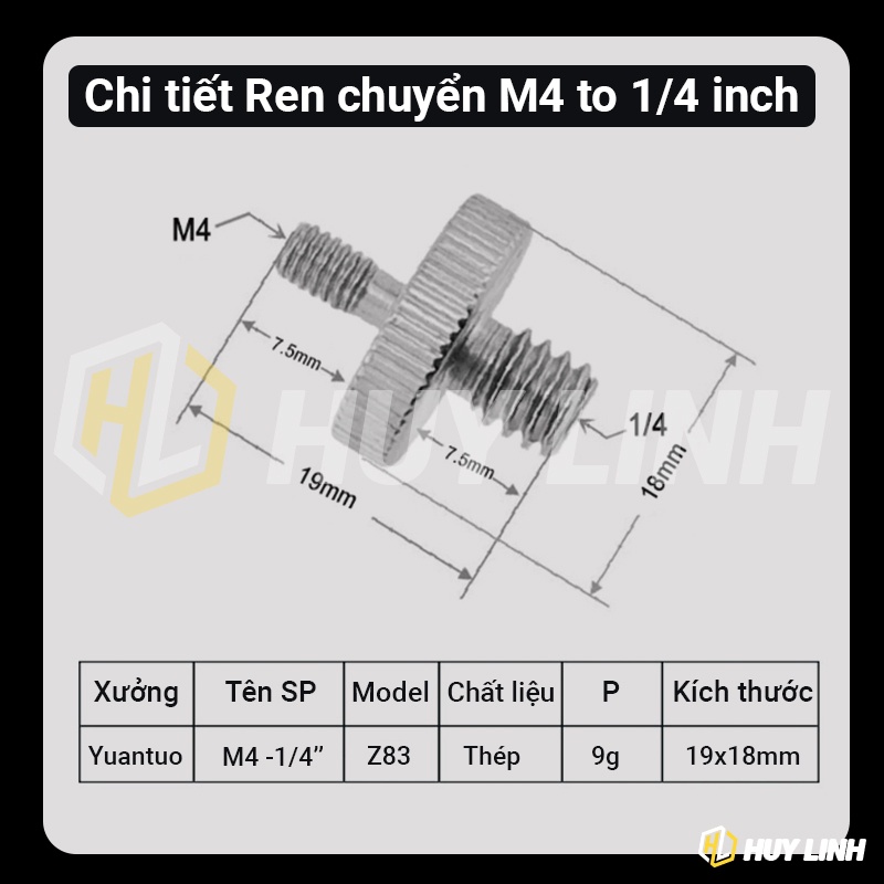 Đầu chuyển đổi 1/4'' inch Đến 1/4 3/8 5/8 Inch full kim loại - New 100% (Rỉ sét đền gấp 10)