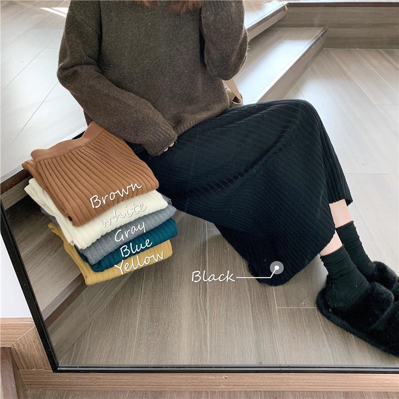 Chân váy len chữ A lưng cao đàn hồi thời trang mùa đông dành cho nữ