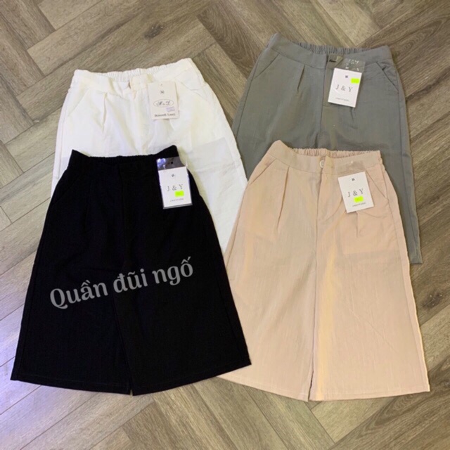 Quần đũi ngố ống rộng KH09, quần culottes đũi dáng lửng cạp cao mùa hè cho nữ