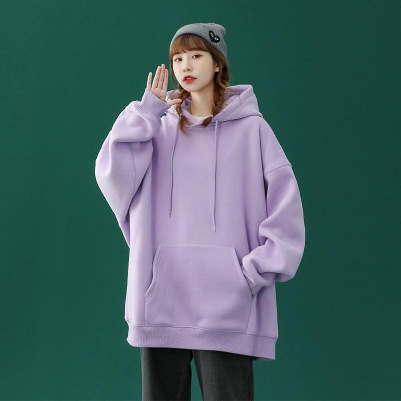 Áo Hoodie Trơn, Áo Sweater Unisex - Nam Nữ Basic Form rộng có mũ, Chất Nỉ Bông siêu dày dặn | BigBuy360 - bigbuy360.vn