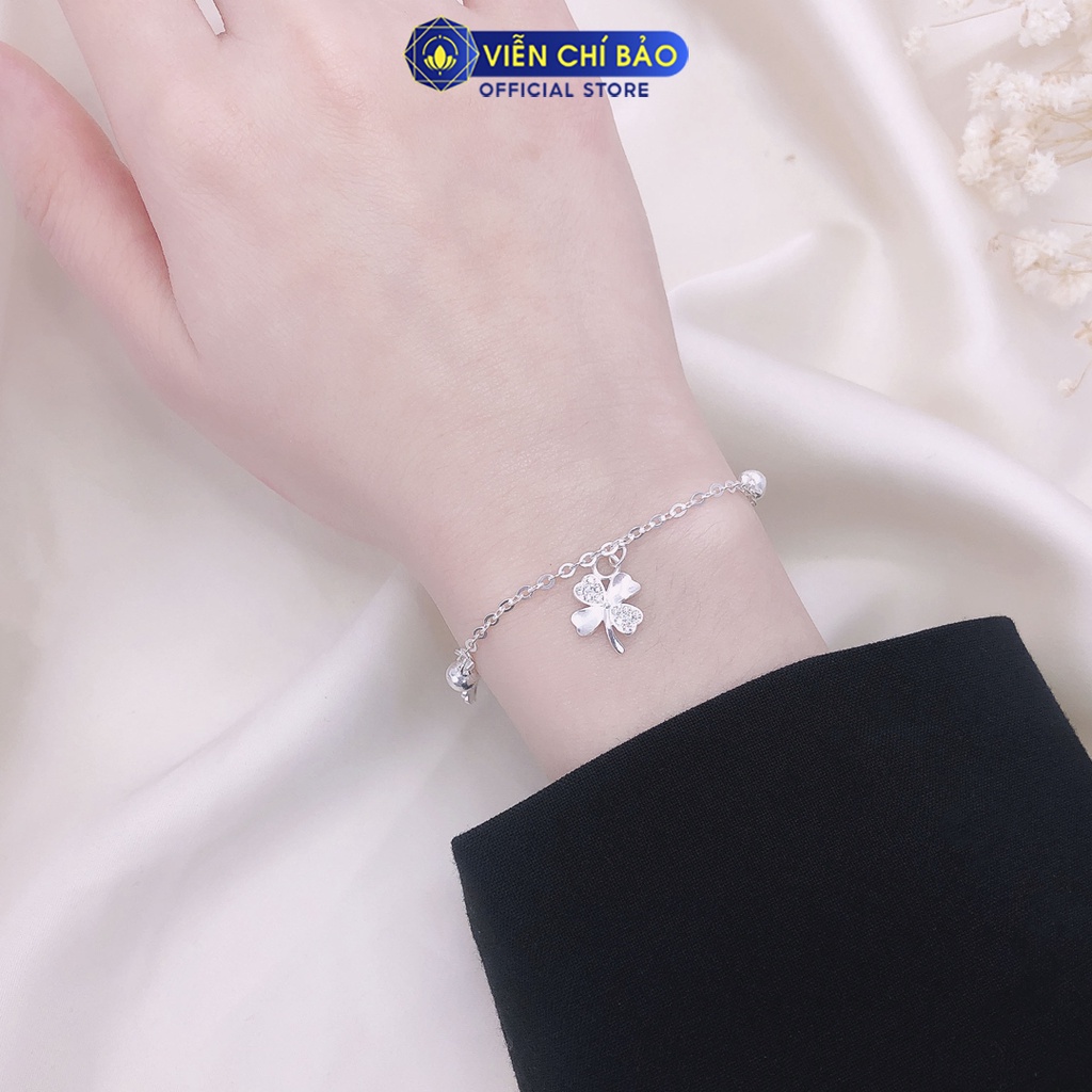 Lắc tay bạc nữ hình cỏ 4 lá chất liệu bạc 925 thời trang phụ kiện trang sức nữ thương hiệu Viễn Chí Bảo L400094