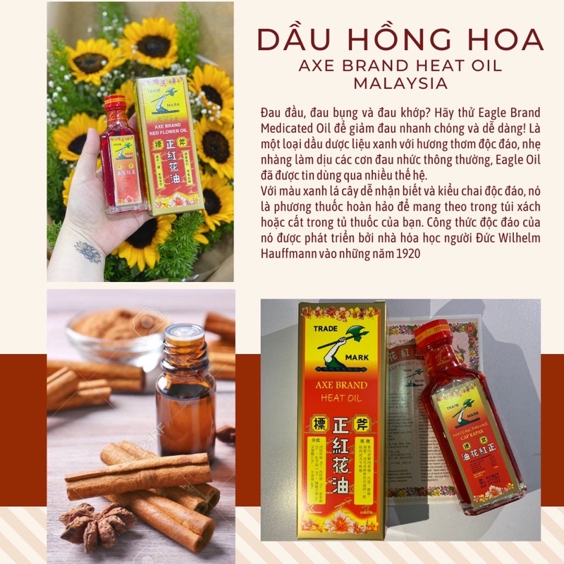 Dầu gió Hồng Hoa Hiệu cây búa Malaysia  32ml