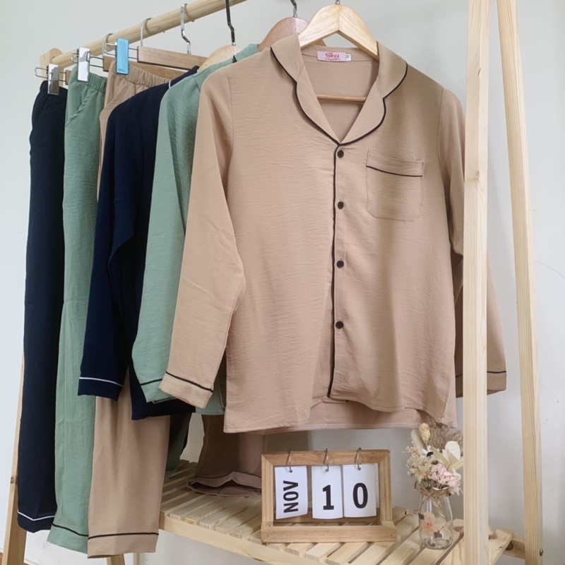 Bộ Pijama Dài Mặc Nhà Chất Liệu Đũi Lụa Cao Cấp Cho Nữ, Labibi
