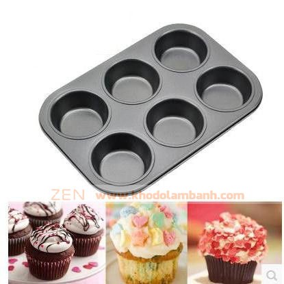 Khay nướng cupcake chống dính 6 ô