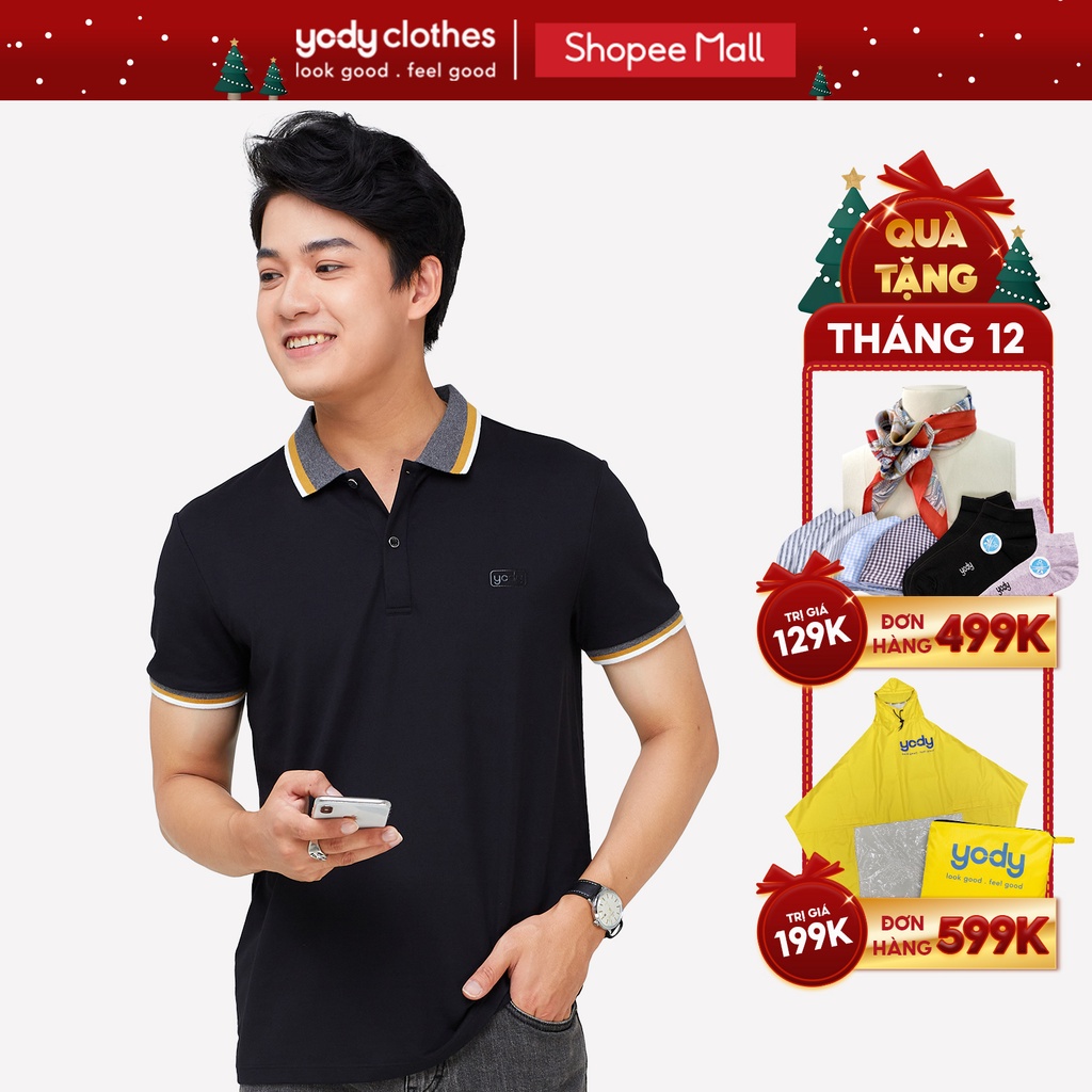 [Mã WABR50K12 giảm 10% tối đa 50K đơn 250K] Áo thun polo nam YODY vải mắt chim cổ bẻ tay ngắn cotton APM3639