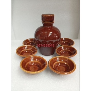 chén chiết yêu và bình r gốm sứ Bát Tràng