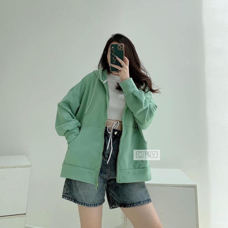ÁO KHOÁC THUN TERRY XANH MINT | Thời Trang | Phong cách | GinHouse Shop
