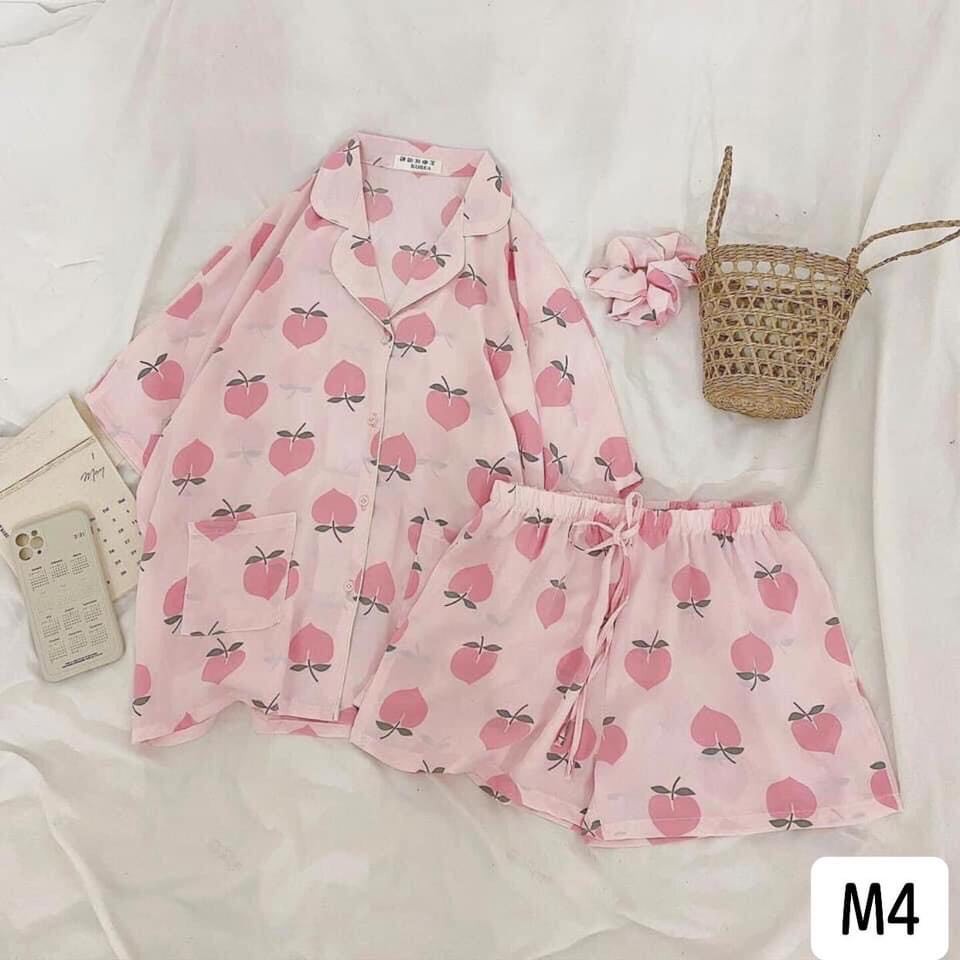 Bộ ngủ nữ pijama mặc nhà họa tiết xinh yêu, không kèm chun buộc tóc, freesize 35-55kg