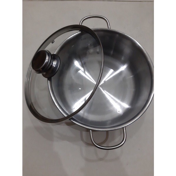 Bộ nồi inox 3 nồi 6 món nắp kính cường lực size 16, 18, 24cm