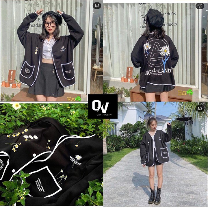 Áo cadigan hoa cúc ance áo cadigan viền hoa cúc - Hàng xịn - SHOP Q&V