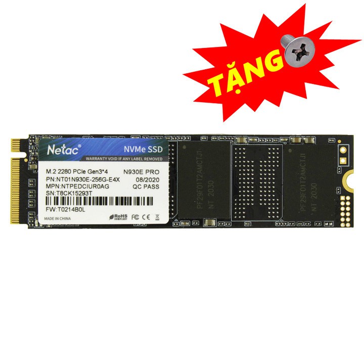 [Mã 159ELSALE hoàn 7% đơn 300K] Ổ cứng SSD M.2 PCIe NVMe Netac N930E Pro 256GB 128GB - bảo hành 3 năm - SD71 SD67