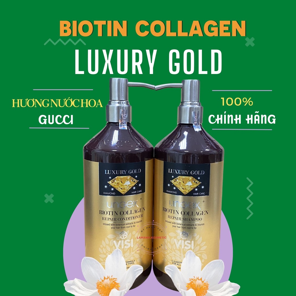 Dầu Gội Xả BIOTIN & COLLAGEN  LUXURY GOLD REPAIR PHỤC HỒI Hương thơm Nước Hoa Đủ 5 Mùi cặp 1000ml hàng hiệu chính hãng