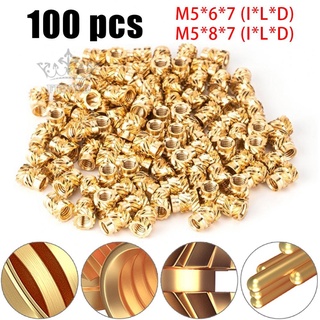 【FUNWD】100PCS Threaded Insert Self-clinching Nut Brass Internal Thread Knurled M5