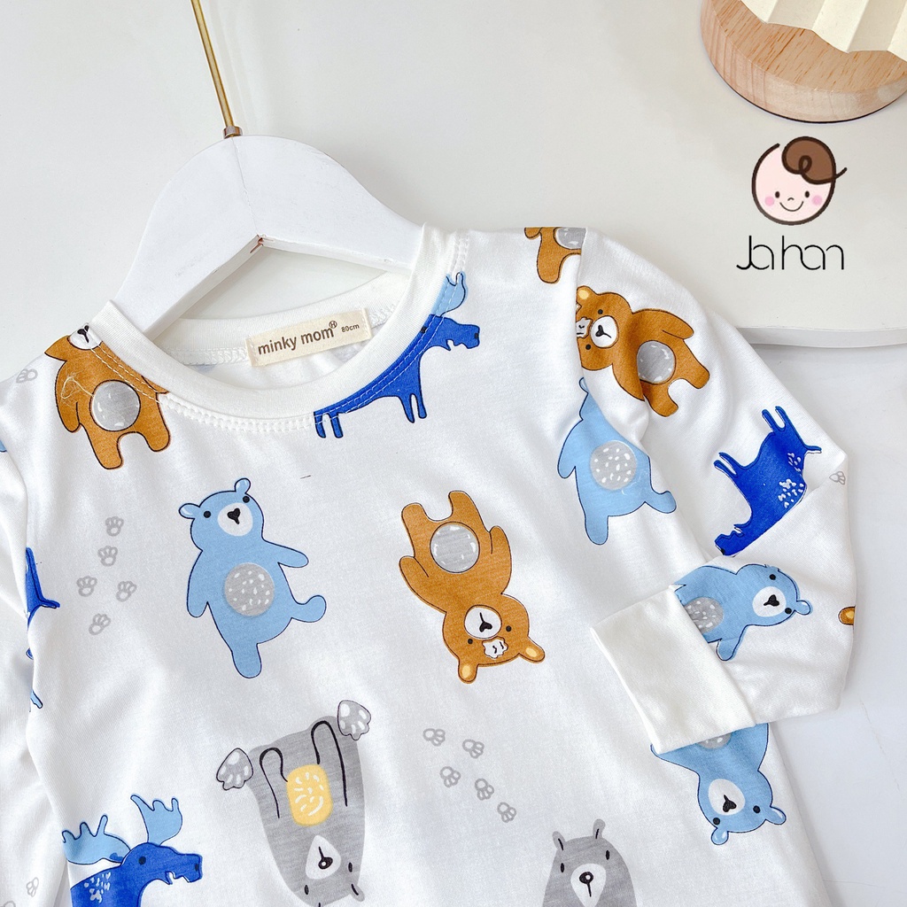 [SALE] Bộ Thun Lạnh Dài Tay Cho Bé Trai, Bé Gái Minky Mom Hoạ Tiết Gấu Trắng, Đồ Bộ Cho Bé Mặc Nhà MKMTD2225