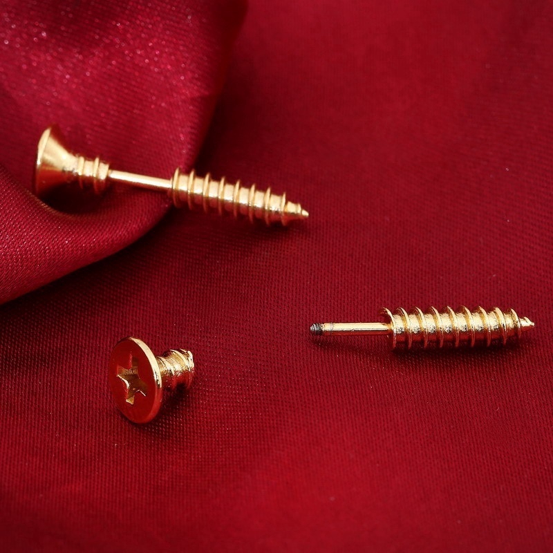 Cặp khuyên tai bằng thép không gỉ thiết kế hình đinh ốc sáng tạo cá tính cho nam và nữ