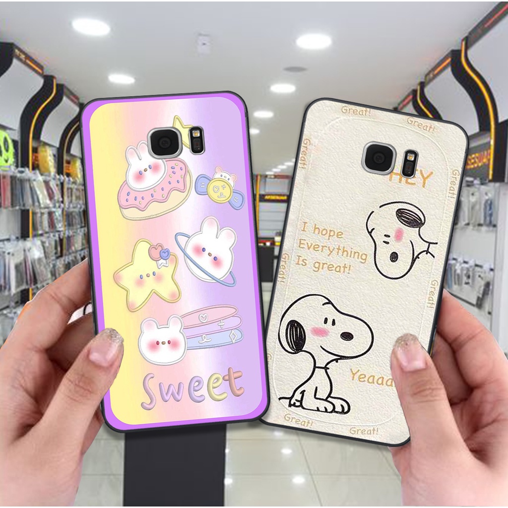 Ốp lưng Samsung S6 edge plus / S6 edge+ in họa tiết vẽ tay dễ thương cute đáng yêu , chó snoopy và hoa siêu cute