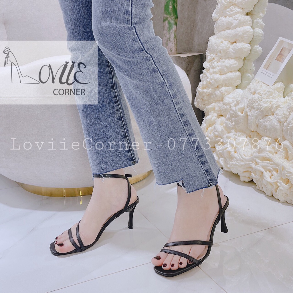 SANDAL CAO GÓT NỮ LOVIIECORNER - GIÀY CAO GÓT 7 PHÂN QUAI MẢNH DÂY CHÉO - GUỐC SANDAL 7P ĐẾ NHỌN G210121