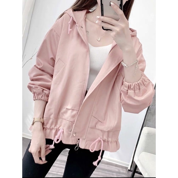 áo khoác kaki nữ 2 lớp rút lai