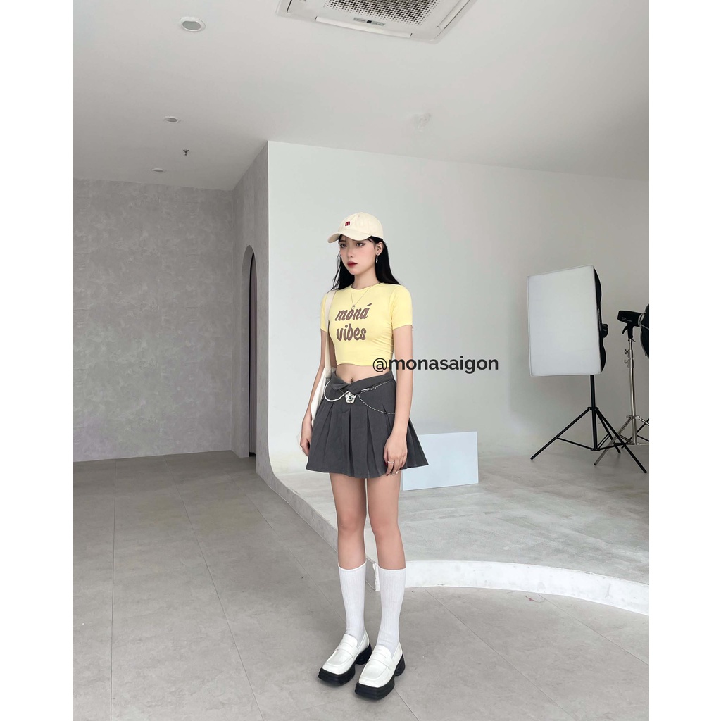 MONÁ - Áo croptop thun cotton 4 chiều co giãn - VIBE CROPTOP VÀNG