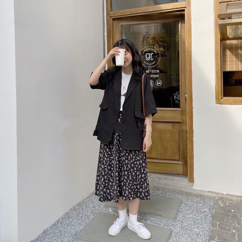 Áo Blazer tay lỡ 1 lớp, Áo Blazer 2 cúc túi nắp Hàn Quốc | BigBuy360 - bigbuy360.vn