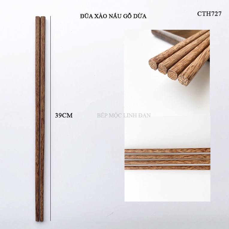 Đũa chiên xào gỗ dừa tự nhiên, không độc hại/01đôi v