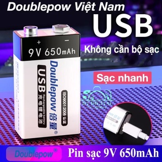 Pin sạc 9V 650mAh cổng USB Doublepow - Pin micro , đồng hồ đo điện , máy nghe nhạc, đèn pin