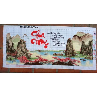 Tranh thêu thành phẩm  Cha mẹ 222810 - 124×55cm