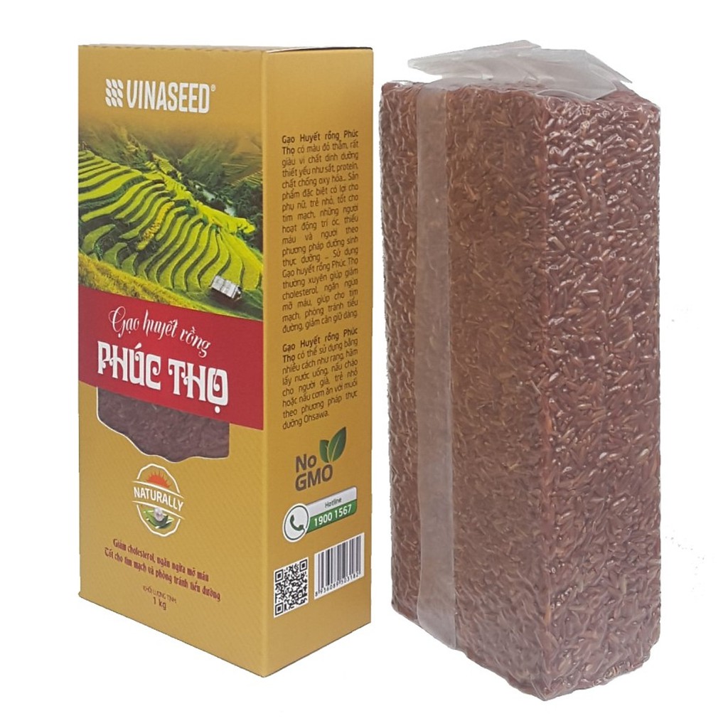 Gạo Lứt Đỏ Phúc Thọ 1Kg - Vinaseed - Giảm cholesterol, ngăn ngừa mỡ máu, tốt cho tim mạch và phòng tránh tiểu đường