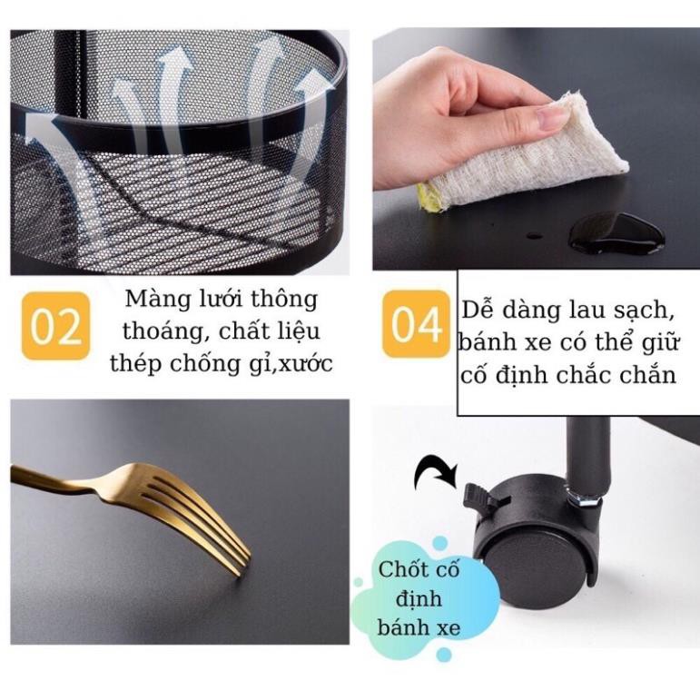 Kệ Tròn Xoay Đa Năng - Kệ Rau Củ Quả 3/4/5 Tầng Có Bánh Xe Di Chuyển Thép phun Sơn Tĩnh Điện( hàng chuẩn loại 1)