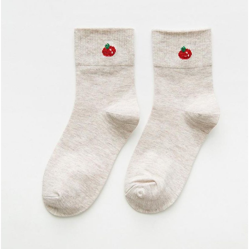 Tất cổ cao thêu hình hoa quả siêu cute - Vớ nữ xinh giá cực rẻ