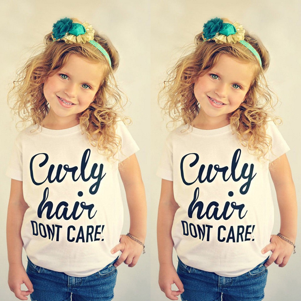 Áo thun tay ngắn in chữ cho bé gái