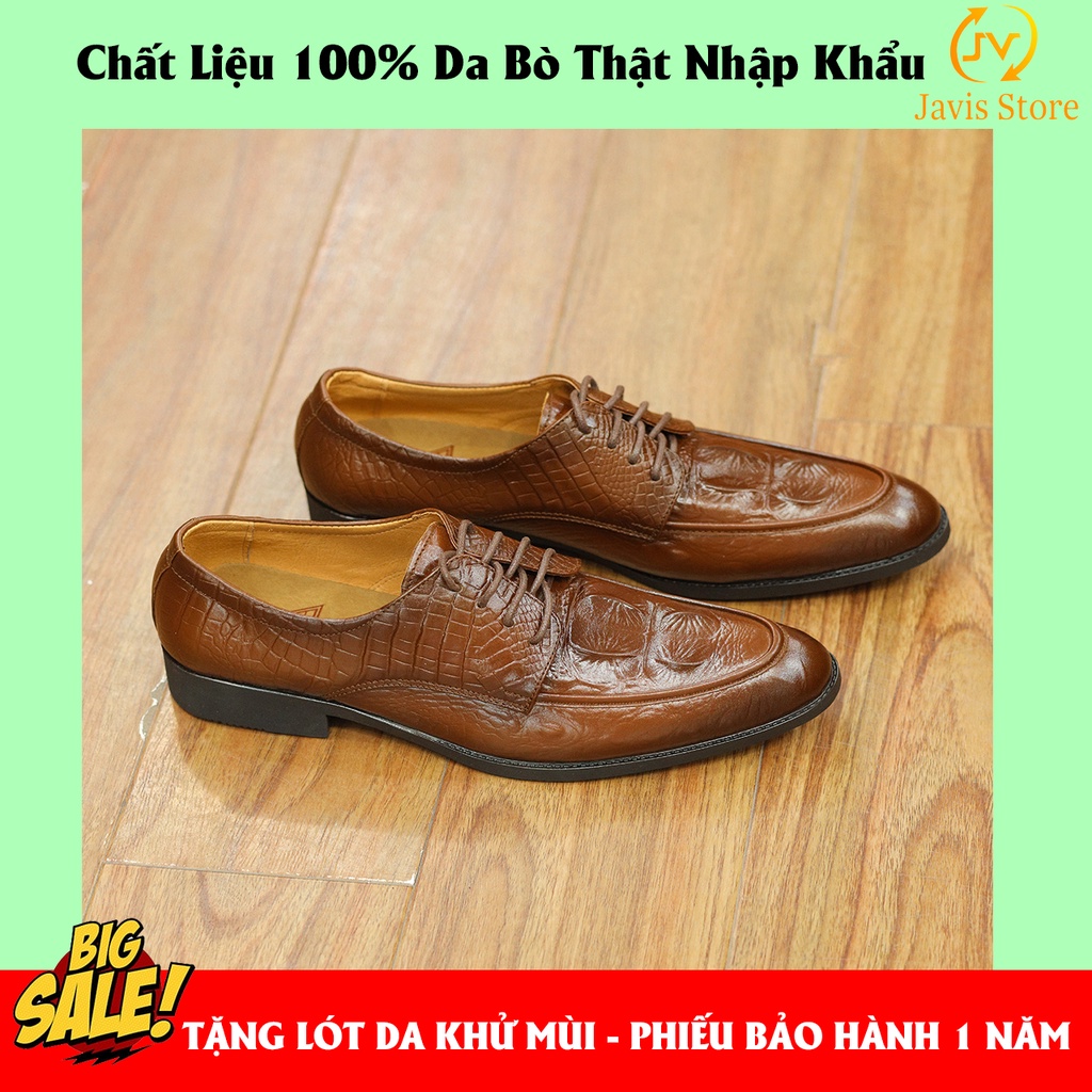 Giày công sở nam chất liệu da bò thật mềm mại đế cao su non đúc nguyên khối CS76