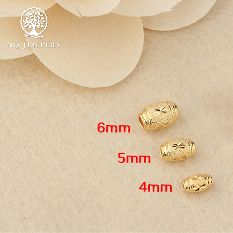 Combo 5 charm bạc hạt ô liu mạ vàng 4mm - NQ Jewelry