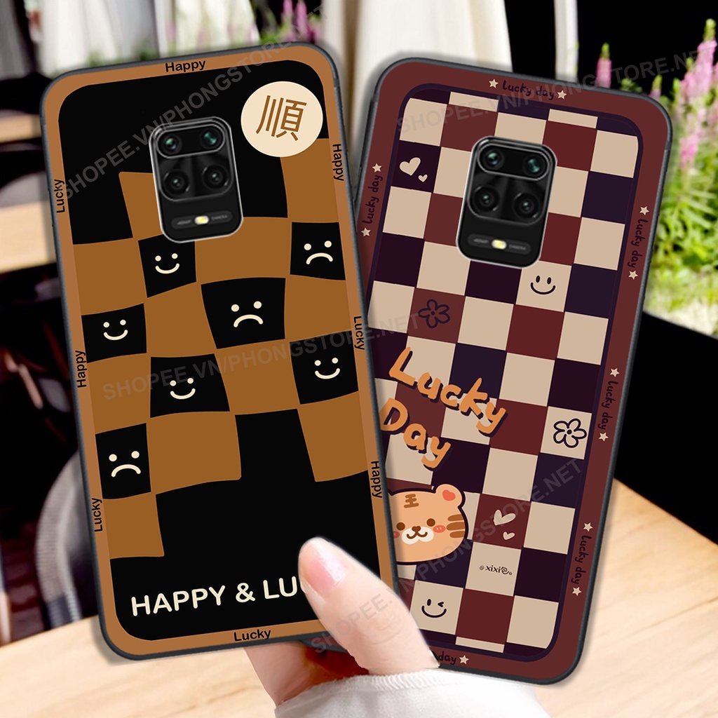Ốp lưng Xiaomi Redmi Note 9 / Redmi Note 9s / Note 9 Pro in họa tiết caro, mẫu gấu cực đáng yêu