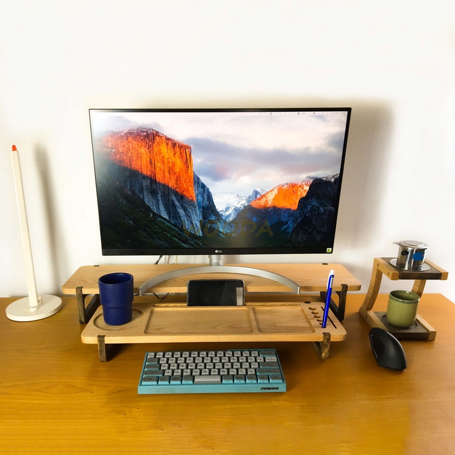 Khay gỗ đa năng để bàn, chân tháo lắp tiện lợi