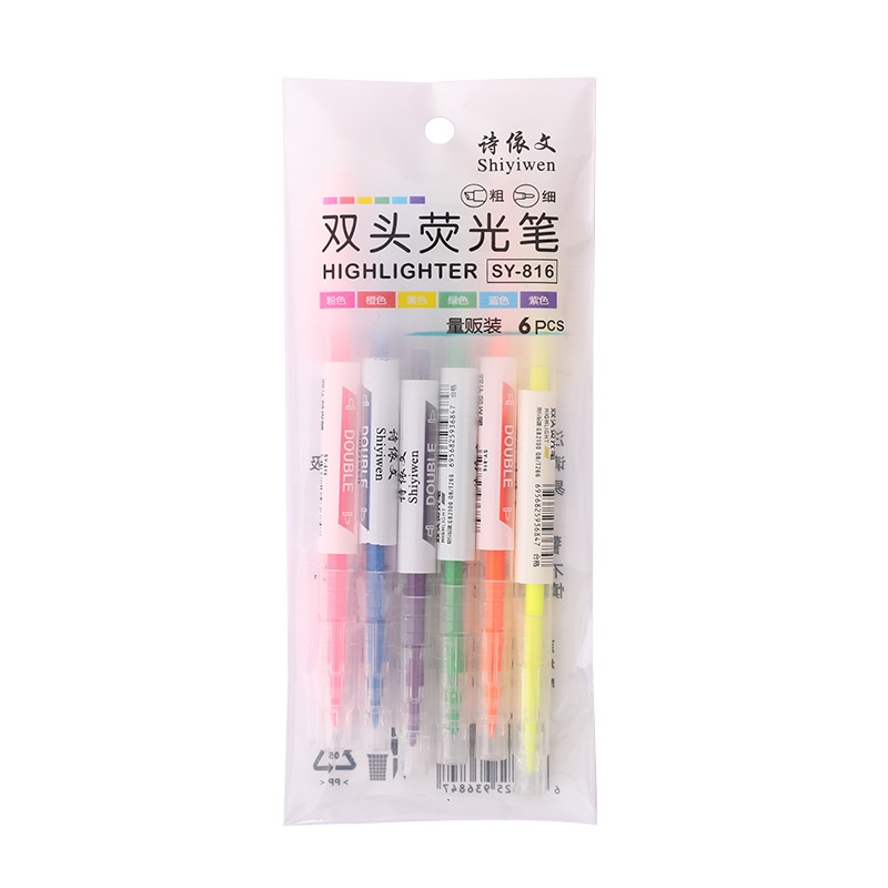 Bộ 12-màu highlighter hai đầu Hàn Quốc dễ thương sáng tạo văn phòng mô phỏng màu ống kim bảo vệ mắt