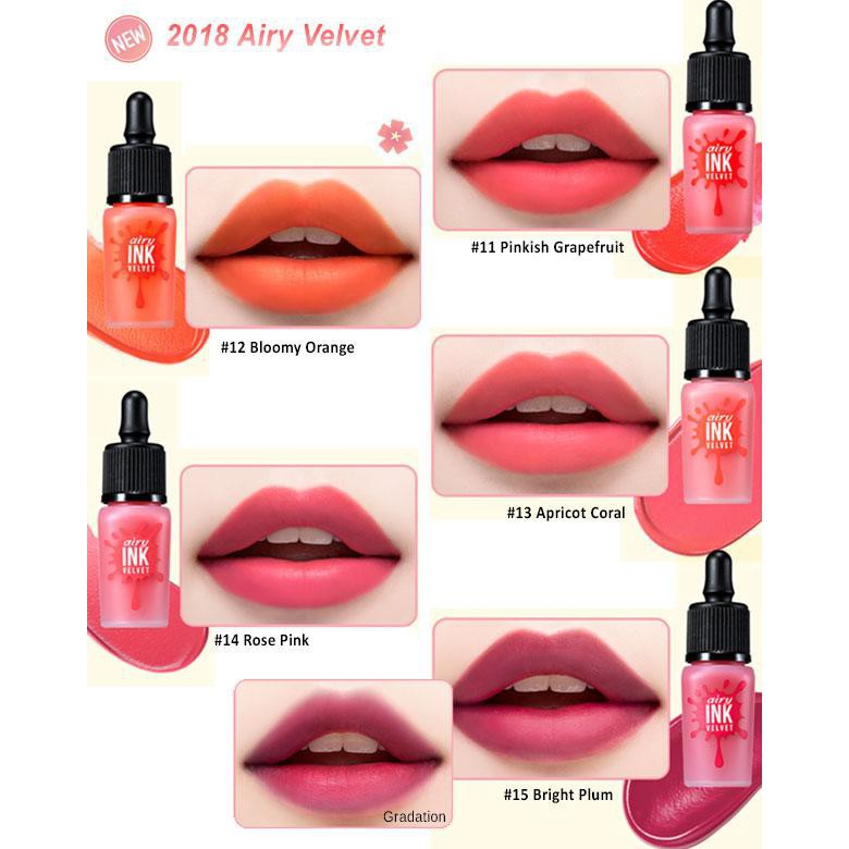 Son kem lì Peripera Ink The Velvet 3 màu mới 14 - 15 - 16 màu đỏ lip