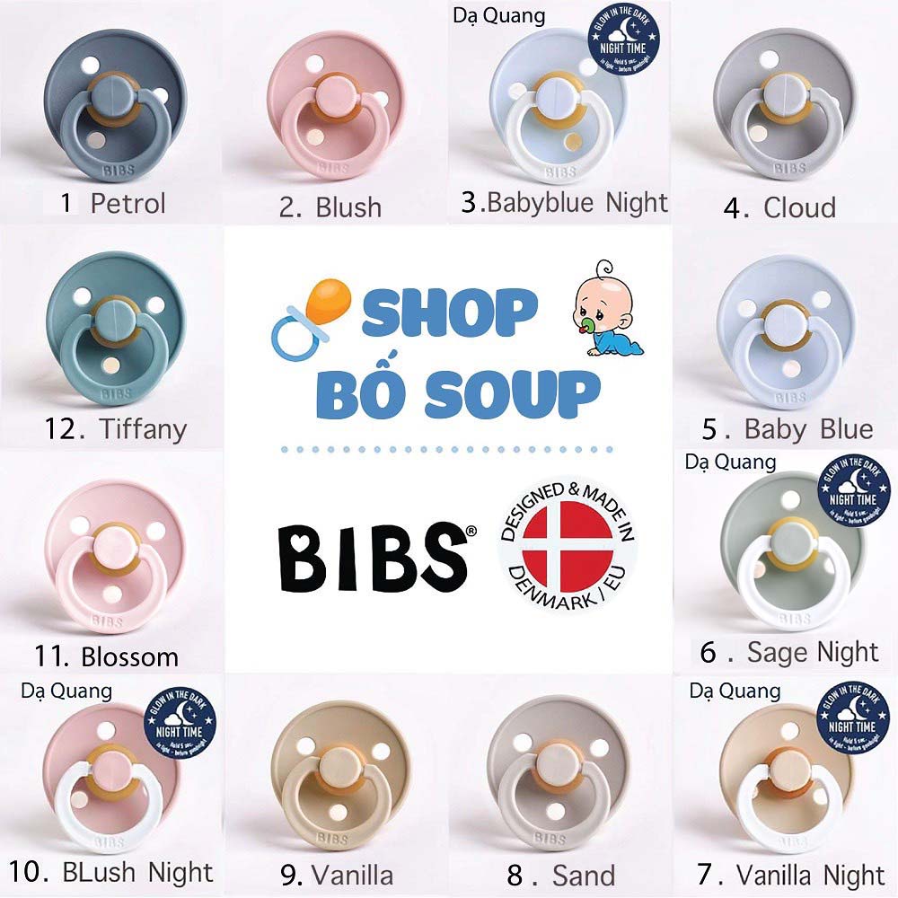 Ti Giả BIBS Đan Mạch Chính Hãng Cho Bé Kèm Nắp Trứng Hoặc Hộp Đựng Shop Bố Soup