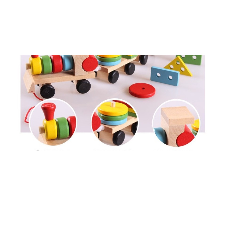 Đoàn tàu xếp hình màu sắc - - Đồ chơi gỗ Mina Shop 038 - Baby Toys