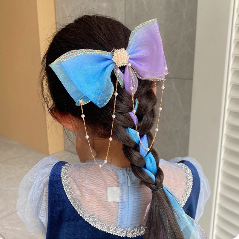 Kẹp Tóc Hình Nơ Đính Ngọc Trai Và Ruy Băng Dễ Thương Cho Bé Gái