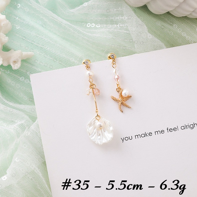 Hoa tai bông tai cánh hoa, vỏ sò trắng 11383 thời trang phong cách Hàn Quốc mẫu 21-40