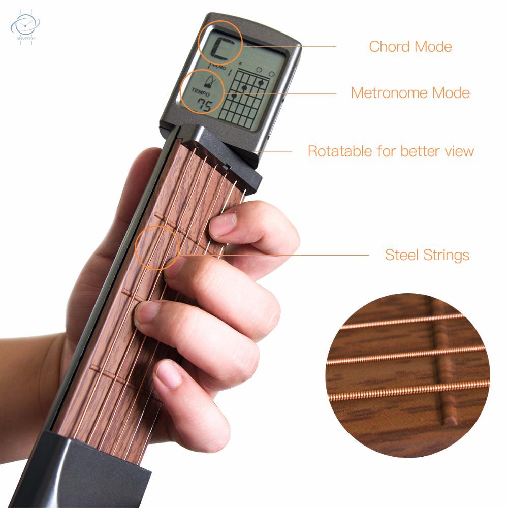 ♫SOLO Electronic Screen Guitar Chord Trainer Portable Pocket Model Wooden Exercise Guitar Trainer Pocket Guitar