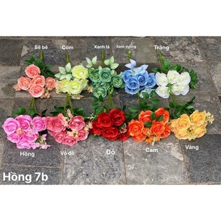 Cành hoa hồng Pháp cao cấp - hoa lụa - hoa giả