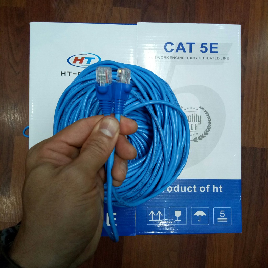 Dây cáp mạng LAN HT-CAT5E UTP - Đã có 2 đầu (30Mét đến 60Mét - Mới 100%)